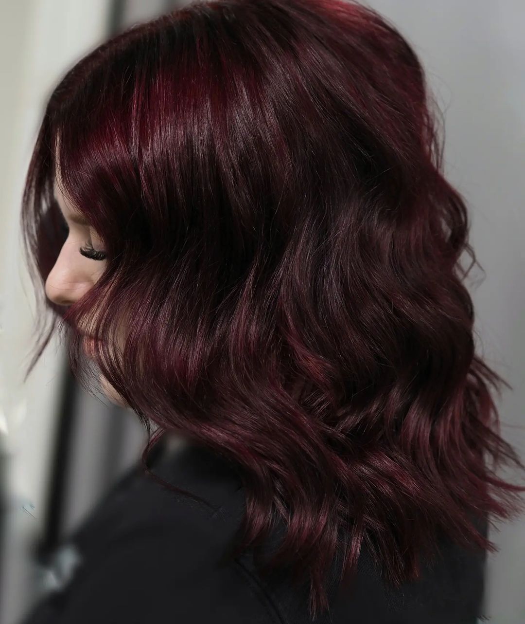 Solid Dark Burgundy Hair Color