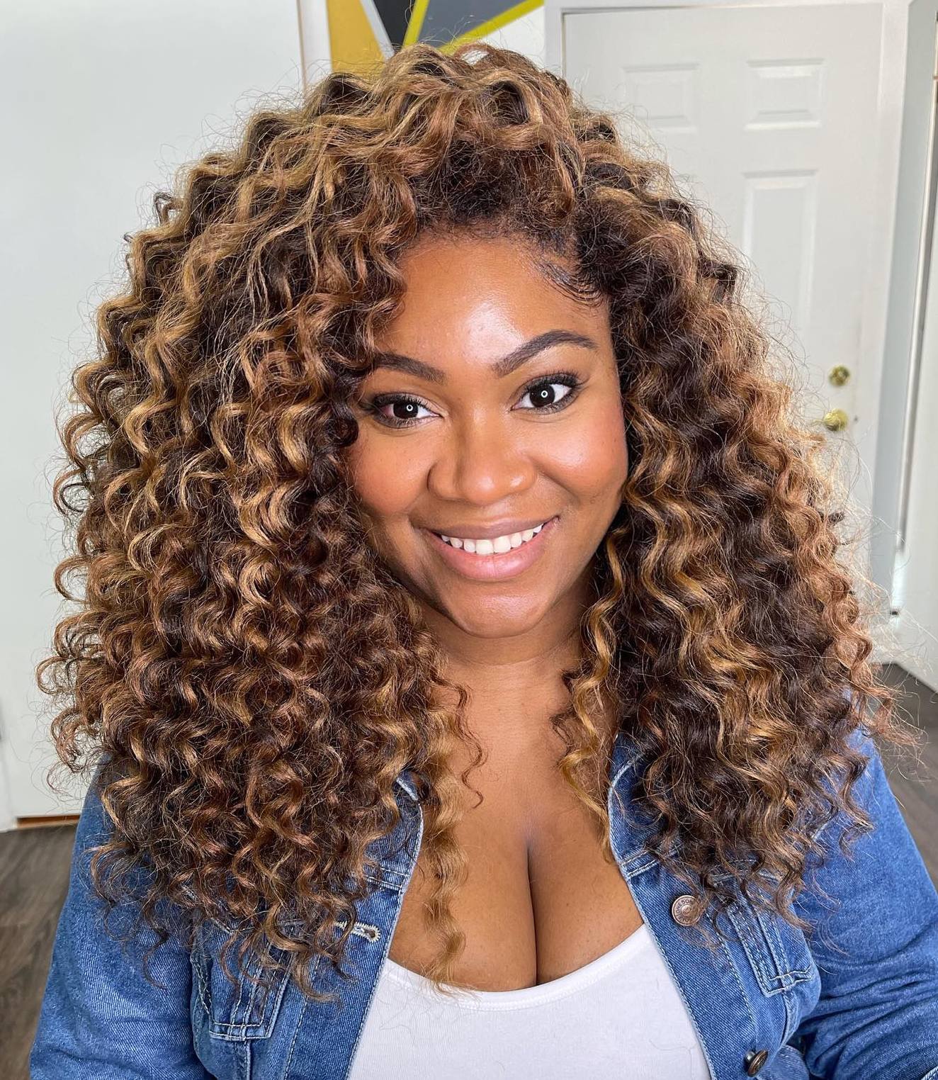 African American Chocolate Curls with Highlights