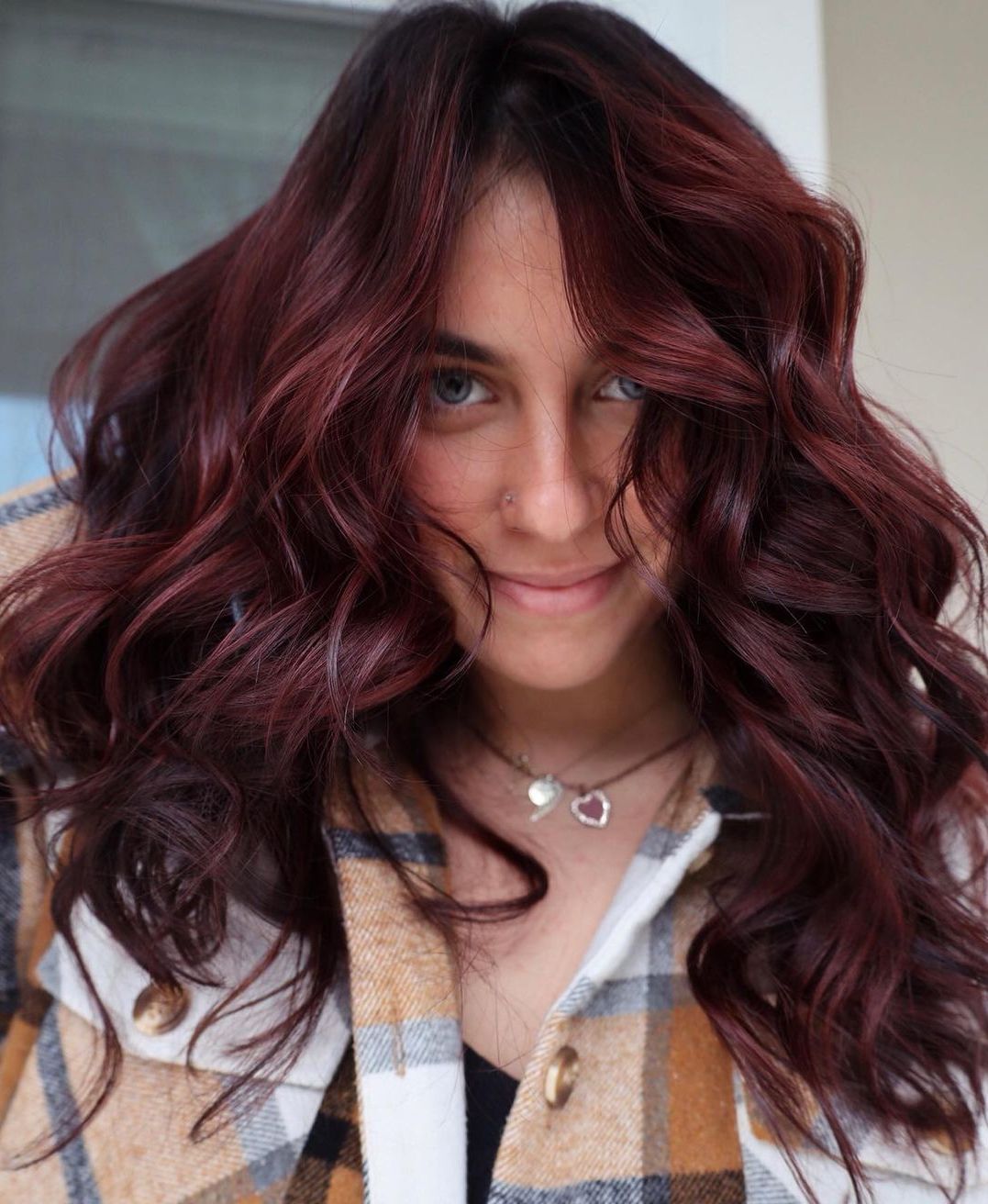 Burgundy Hair with Copper Touches