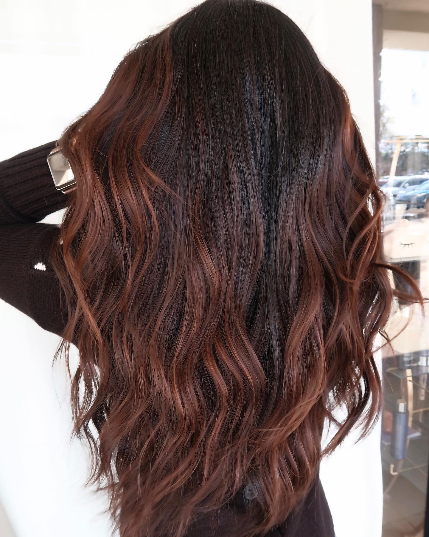 Long Cinnamon Brown Balayage Hair