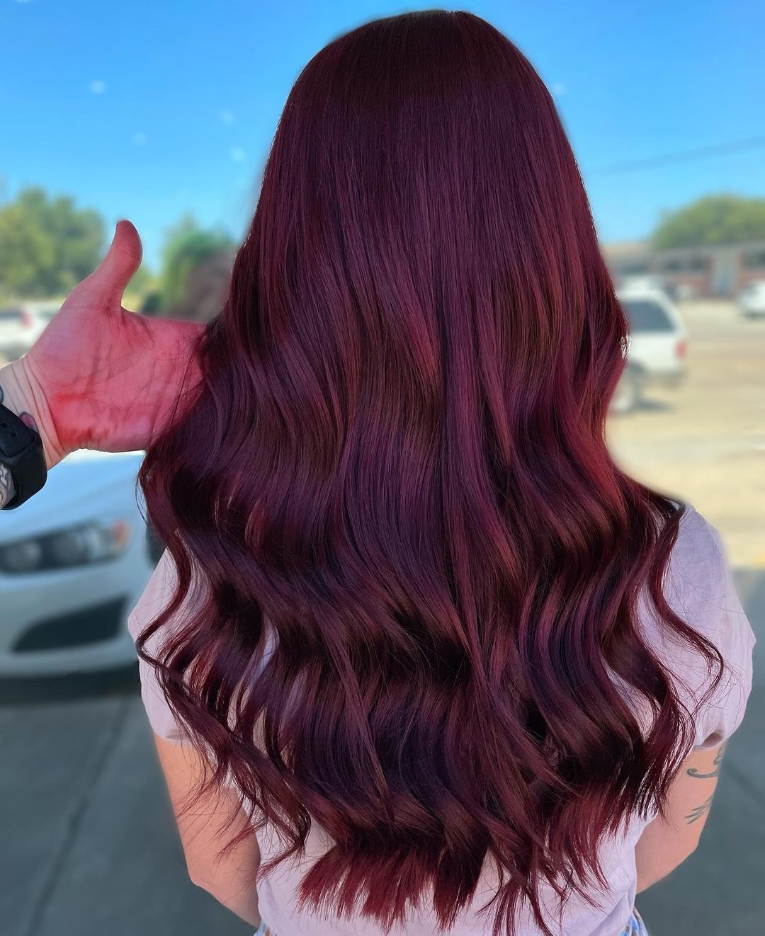 Burgundy Hair with Violet Tint