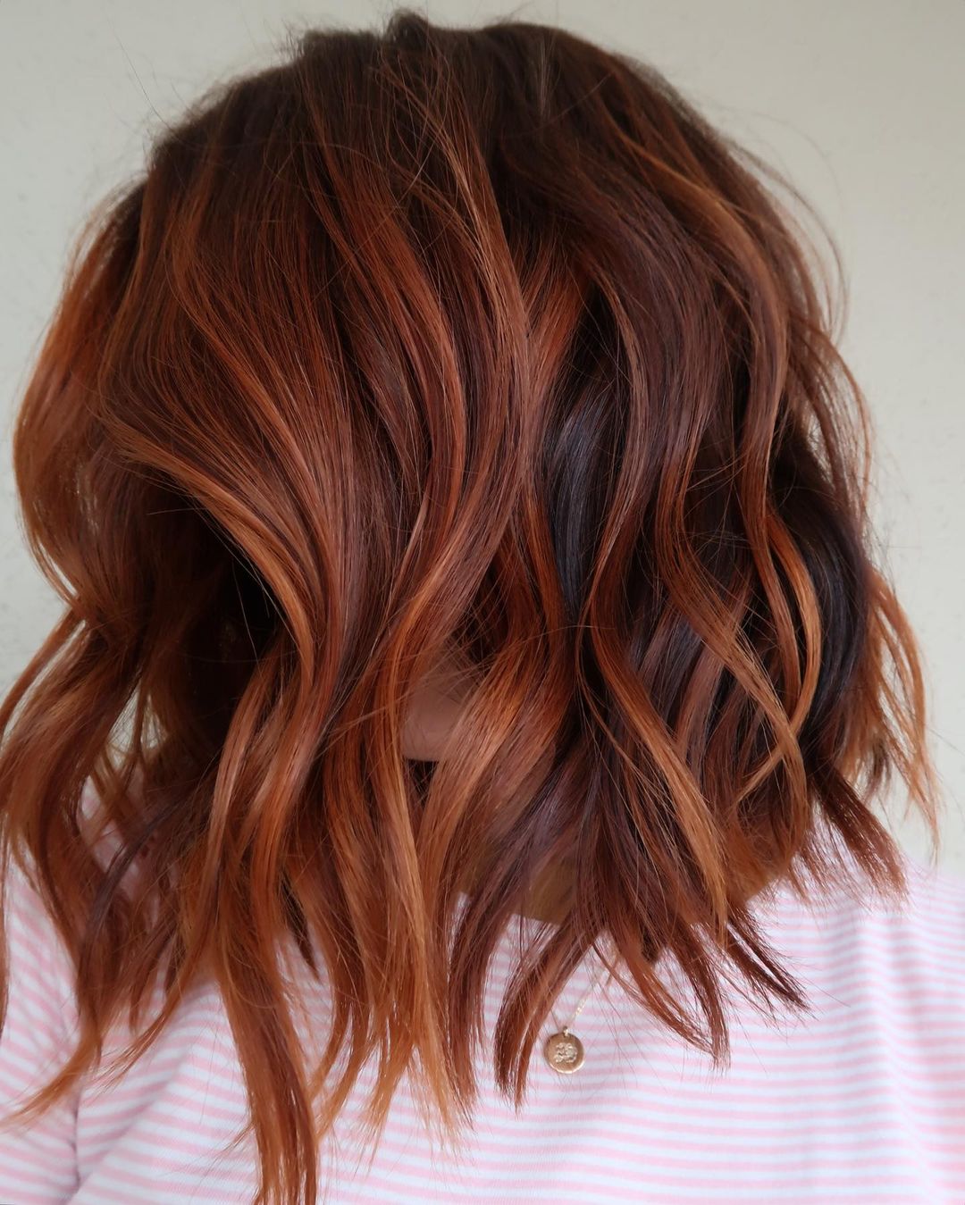 Bright Auburn Lob with Lowlights