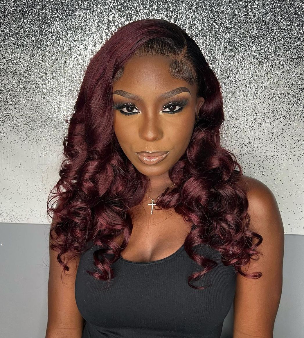 Glossy Burgundy Hair for Black Women