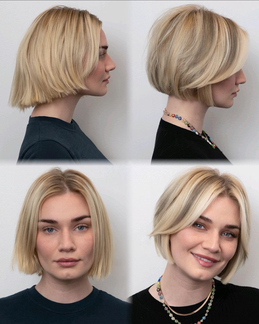 Short Blonde Bob with Long Curtain Bangs