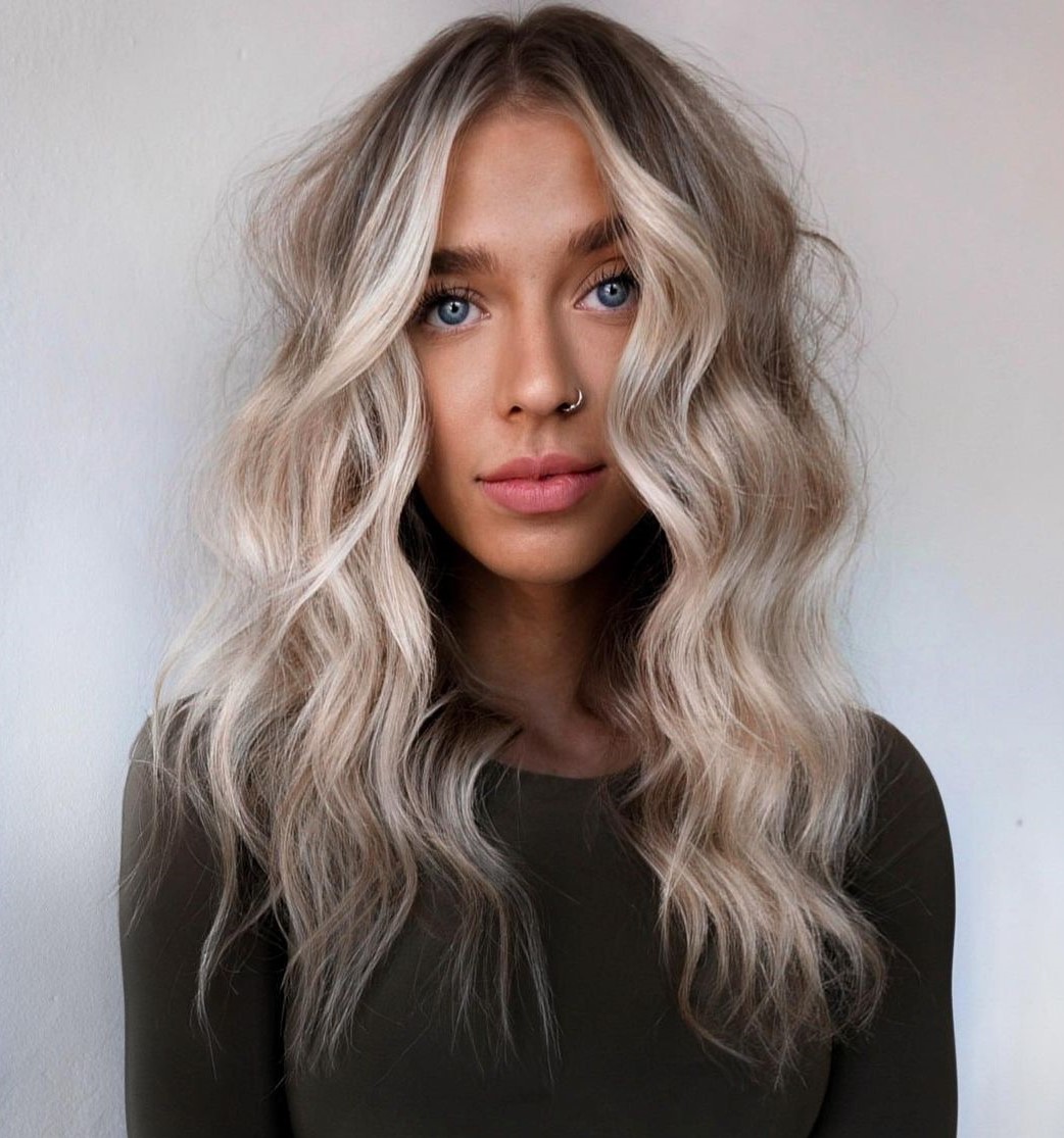 Cappuccino Brown Look with Ash Blonde Balayage