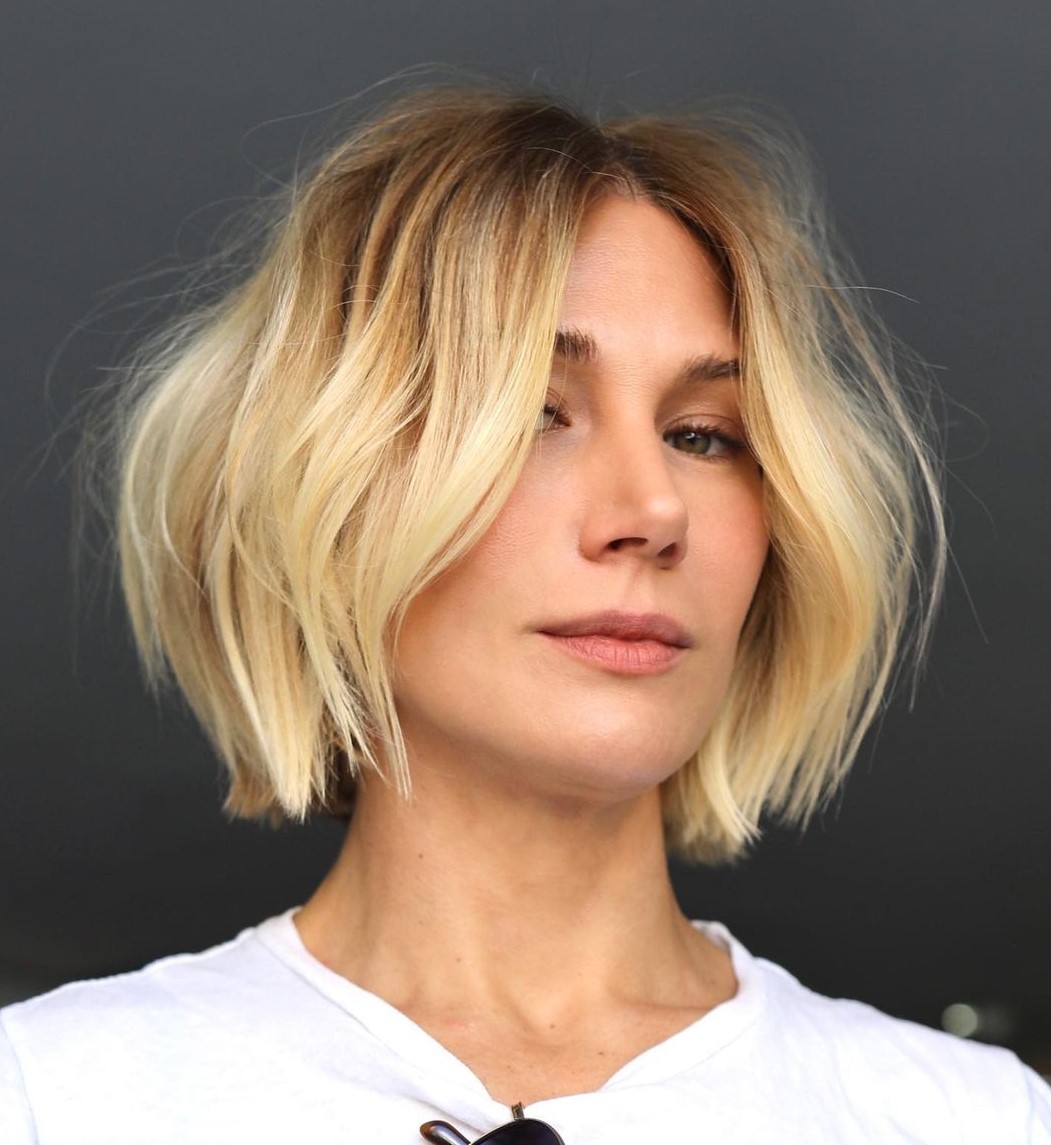 Voluminous Short Messy Blonde Bob