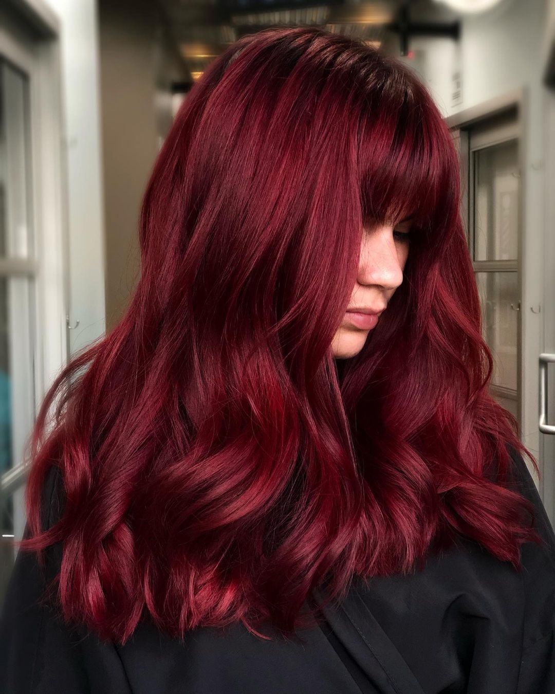 Burgundy Red Long Thick Hair