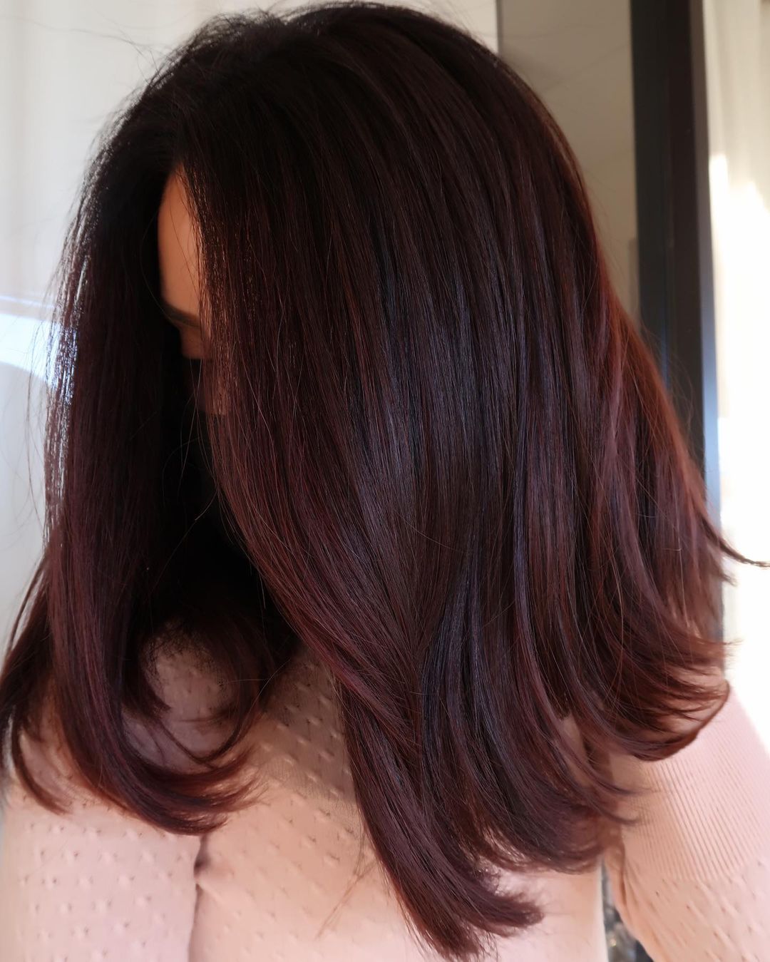 Subtle Burgundy Balayage for Brunettes