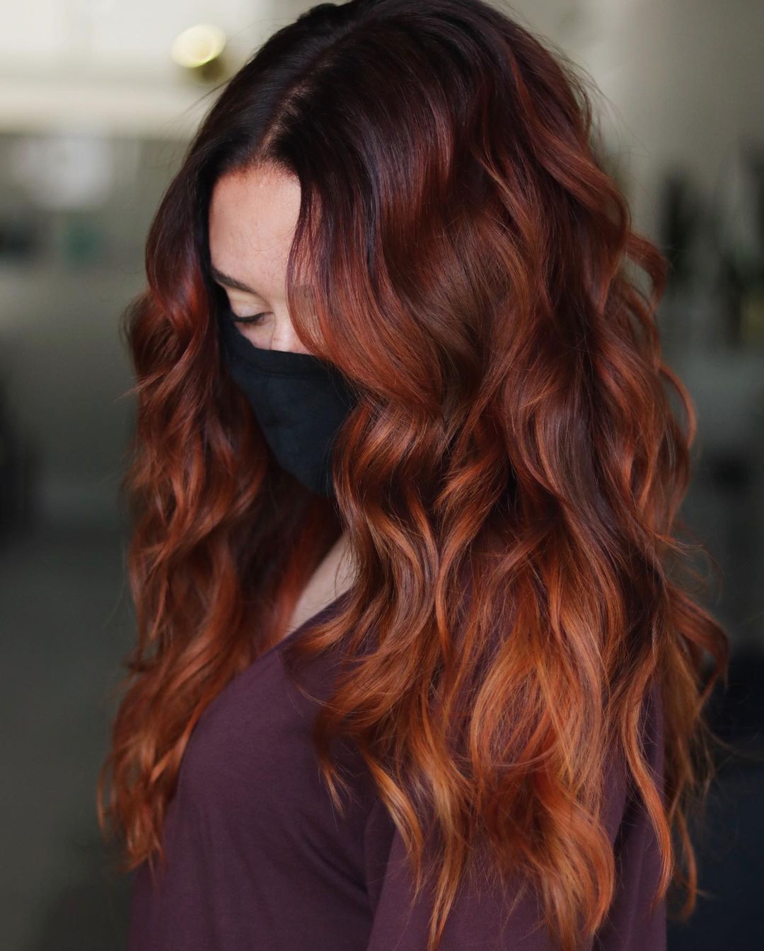 Auburn Hair with Black Roots